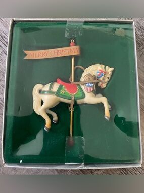 Enesco 1983 Vintage Merry Christmas Carousel Horse Ornament